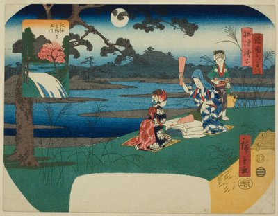Toi Jewel -joki Setsun maakunnassa (Settsu Toi) ja Koya Jewel -joki Kiin maakunnassa (Kii Koya no Tamagawa), sarjasta "Kuusi jalokivijokea eri maakunnissa (Shokoku Mu Tamagawa)" tekijältä Utagawa Hiroshige