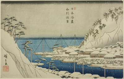 Uraga Sagamin maakunnassa (Soshu Uraga), sarjasta "Japanin satamat (Nihon minato zukushi)" tekijältä Utagawa Hiroshige