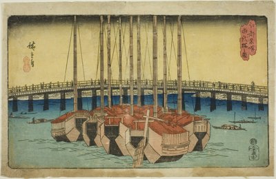 Näkymä Eitai-sillasta (piirustus Eitai-sillasta), tee-sarjasta tekijältä Utagawa Hiroshige