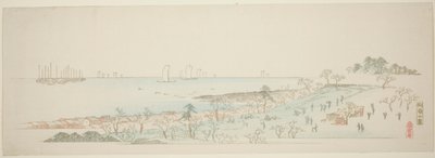 Näkymä Gotenin kukkulalle (Gotenyama no zu), sarjasta "Kolmetoista näkymää Edon ympäristöstä" tekijältä Utagawa Hiroshige