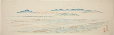 Tamagawan kylä (Tamagawa no sato), nimettömästä sarjasta kuuluisia näkymiä Edon esikaupunkialueille tekijältä Utagawa Hiroshige