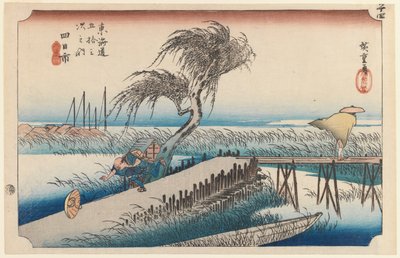 Yokkaichi, San Cho Kwa, asema 44, sarjasta Fifty-three Stations of the Tokaido Highway, 1834 (värillinen puupainatus) tekijältä Utagawa Hiroshige