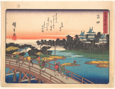 Yoshida, sarjasta Tōkaidō-tien viisikymmentäkolme asemaa tekijältä Utagawa Hiroshige