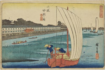 ”Hiekkasärkkä Ōhashissa” sarjasta ”Edon upeita näkymiä” tekijältä Utagawa Hiroshige