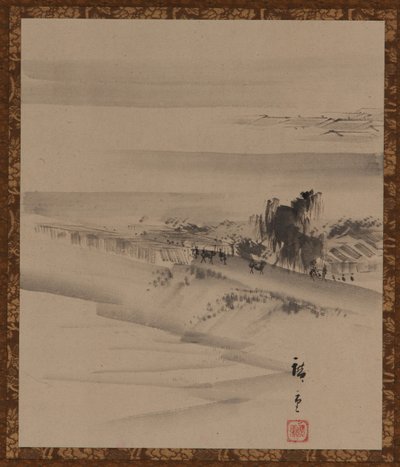 Maisema: joki, kaupunki ja sumu, Edo-kausi, 1800-luku. tekijältä Utagawa Hiroshige II