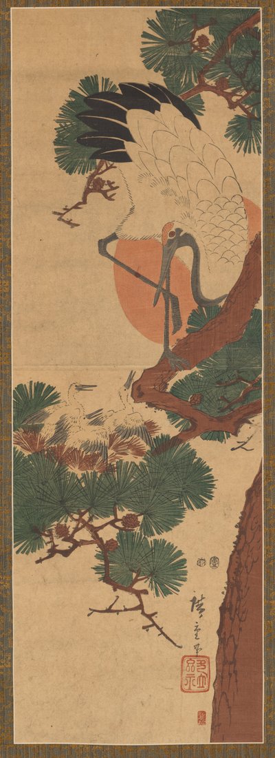 Haikara, aurinko ja mänty tekijältä Utagawa Hiroshige II