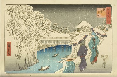 Ochanomizu (värillinen puupainatus) tekijältä Utagawa II Hiroshige