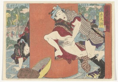 Kokous temppelissä Eroottinen tie pääkaupunkiin (sarjan nimi) tekijältä Utagawa Kunisada (I) (attributed to)