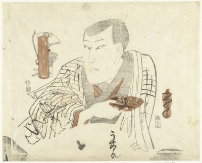 Näyttelijä astian kanssa tekijältä Utagawa Kunisada (I)