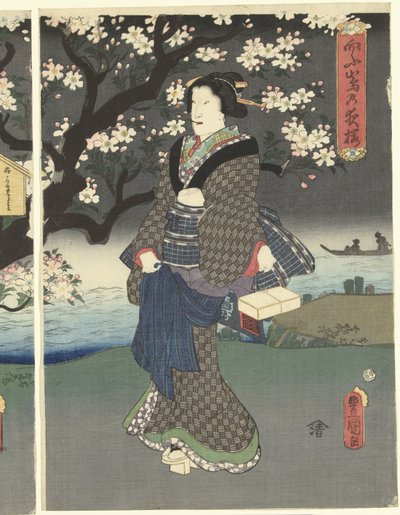 Iltakävely joen varrella tekijältä Utagawa Kunisada (I)