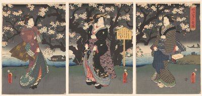 Iltakävely joen varrella tekijältä Utagawa Kunisada (I)