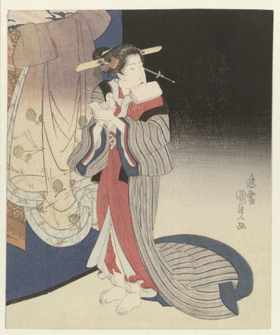 Courtesan valmistautuu iltaan tekijältä Utagawa Kunisada (I)