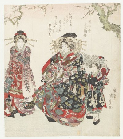 Kurtisaani ja kaksi piikaa tekijältä Utagawa Kunisada (I)