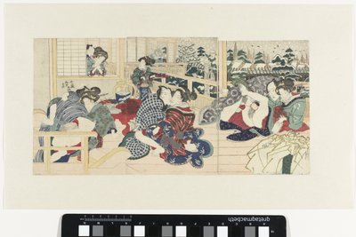 Rakkausparit terassilla talvella tekijältä Utagawa Kunisada (I)