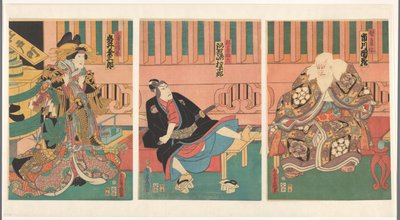 Kohtaus näytelmästä Sukeroku, Edon kirsikankukka Scene uit Sukeroku de kersenbloesem van Edo tekijältä Utagawa Kunisada (I)