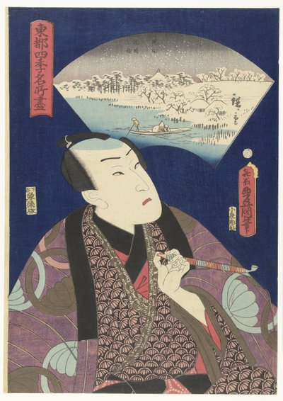 Sumida-joki talvella Valikoima kuuluisia paikkoja Edossa neljän vuodenajan aikana. (sarjan nimi) Toto shiki meisho tsukushi (sarjan nimi esineessä) tekijältä Utagawa Kunisada (I)