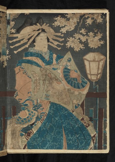 Avant et après – Tuntematon kurtisaani sarjasta "A Comparison of Flowers at Night in the Cherry Blossom District" ("Hana kurabe kuruwa yo sakura") tekijältä Utagawa Kunisada