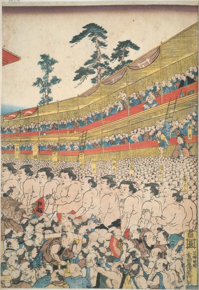 Kuvia Suuresta Sumo-festivaalista tekijältä Utagawa Kunisada