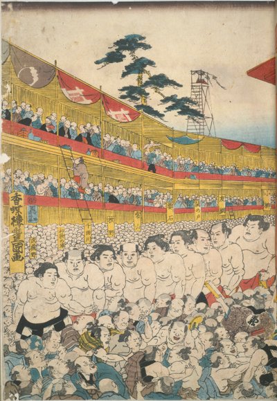 Kuvia Suuresta Sumo-festivaalista tekijältä Utagawa Kunisada