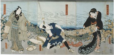 Teatterikohtaus, 1844 tekijältä Utagawa Kunisada