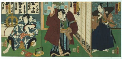 Teatterikohtaus, 1844 tekijältä Utagawa Kunisada