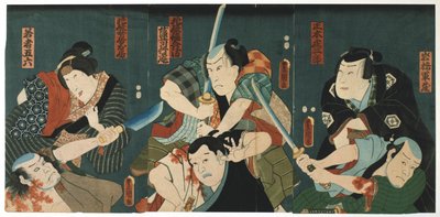 Teatterikohtaus, 1844 tekijältä Utagawa Kunisada