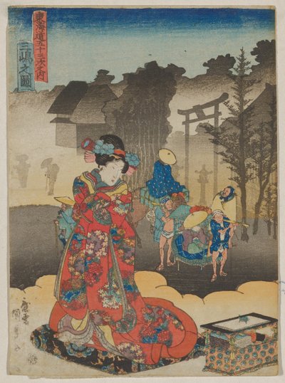 Näkymä Mishimassa tekijältä Utagawa Kunisada