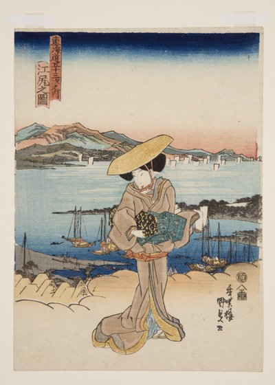 Näkymä Ejiristä (Ejiri no zu) (värillinen puupainatus) tekijältä Utagawa Kunisada