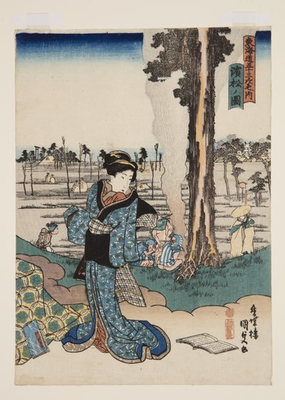 Näkymä Hamamatsusta (Hamamatsu no zu) (värillinen puupainatus) tekijältä Utagawa Kunisada