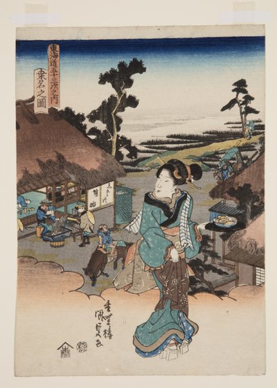 Näkymä Kuwanaan (Kuwana no zu) (värillinen puupainatus) tekijältä Utagawa Kunisada