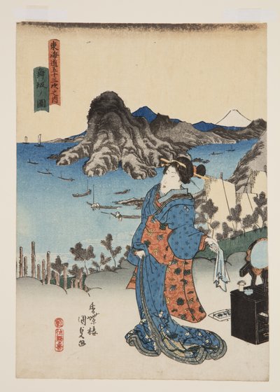 Näkymä Maisakasta (Maisaka no zu) (värillinen puupainatus) tekijältä Utagawa Kunisada