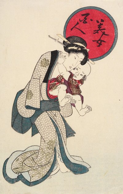 Nainen pitelemässä vauvaa tekijältä Utagawa Kunisada