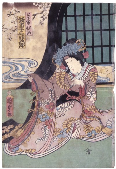 Bändi? Mitsugor? Vi In The Role Of Usuyukihime (värillinen puupalikkaprintti) tekijältä Utagawa Kunisada II