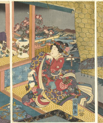 Kukat Lumi, kuu ja kukat (sarjan nimi) tekijältä Utagawa Kuniteru