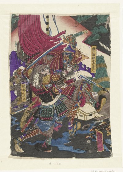 Taistelevat miehet tekijältä Utagawa Kunitsuna