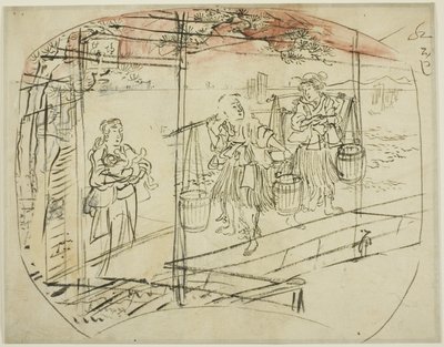 Suolaveden kerääminen rannalla tekijältä Utagawa Kuniyoshi
