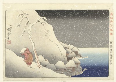 Lumessa Tsukaharassa Sadon saarella tekijältä Utagawa Kuniyoshi