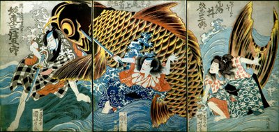 Iwai Kumesaburō II hahmona Katsushika no Ojū tekijältä Utagawa Kuniyoshi
