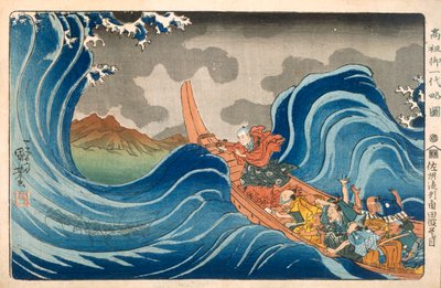 Nichiren Calming the Storm, 1830-luku. tekijältä Utagawa Kuniyoshi