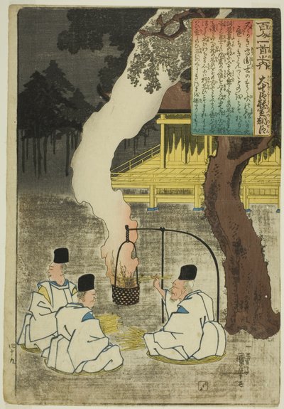 Onanatomi no Yoshinobu Ason, sarjasta "Yksi rahoitettu runo yhden rahoitetun runoilijan (Hyakunin Isshu no Uchi)" tekijältä Utagawa Kuniyoshi