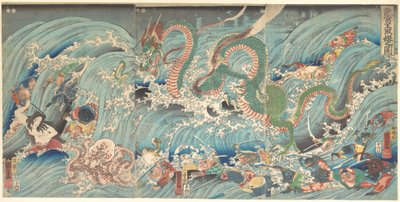 Varastetun jalokiven hakeminen lohikäärmekuninkaan palatsista tekijältä Utagawa Kuniyoshi
