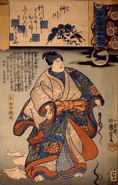 Sakingo Yotikane Ashikaga, kuutamo ja naisten hiukset, Utagawa Kuniyoshi, puupiirros tekijältä Utagawa Kuniyoshi