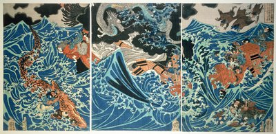 Tametomon haaksirikko, pubi. n. 1836, (värillinen puupainatus) tekijältä Utagawa Kuniyoshi