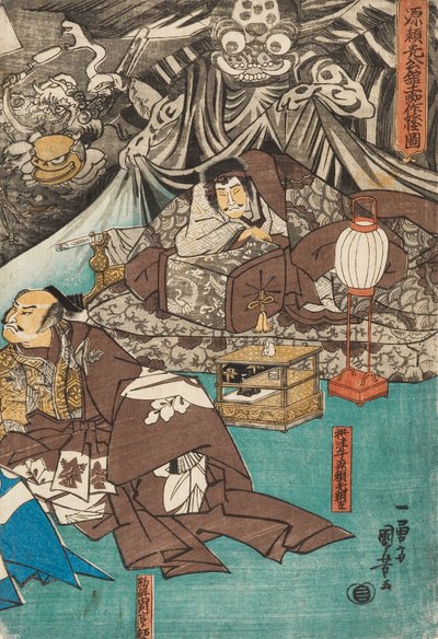 Maan hämähäkki loihtii demonit Minamoto Raikon kartanossa, 1843 tekijältä Utagawa Kuniyoshi