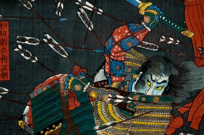 Taistelu Shijō Nawatessa, noin 1857 tekijältä Utagawa Kuniyoshi