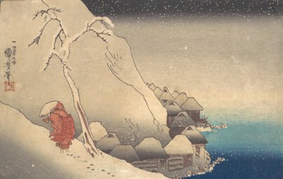 Matkustaminen lumimyrskyssä, n. 1830. tekijältä Utagawa Kuniyoshi