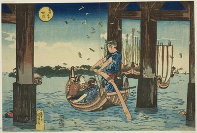 Illa Tsukuda (Tsukudajima), de la sèrie "Llocs famosos a la capital oriental (Toto meisho)"finès tekijältä Utagawa Kuniyoshi