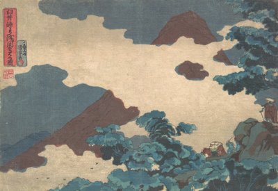 Näkymä Asama-vuorelle Usuin solalta, n. 1850. tekijältä Utagawa Kuniyoshi