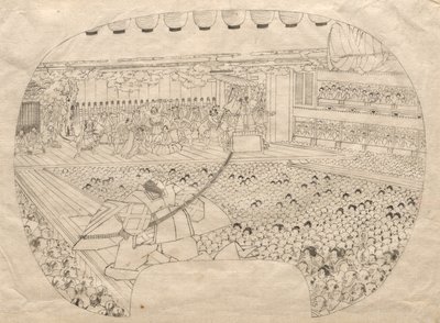 Kabuki-teatterin sisustus. tekijältä Utagawa Sadahide
