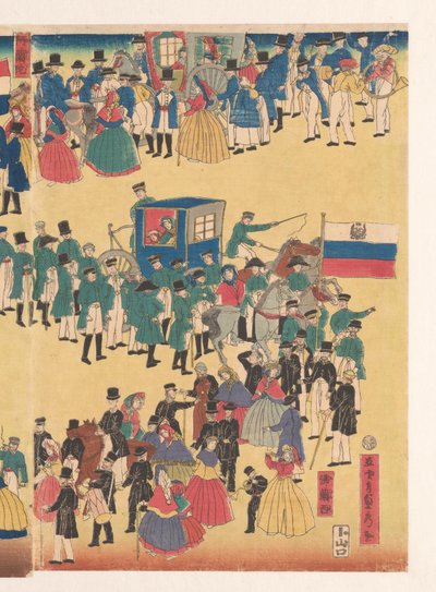 Viiden maan ihmisten kulkue tekijältä Utagawa Sadahide
